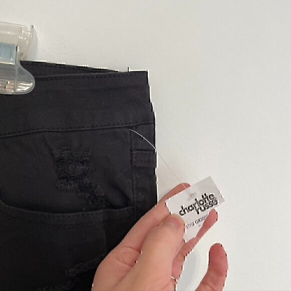 NEW NWT REFUGE Hi-Rise Cheeky Jean Shorts Black High Waisted 5" Inseam Cuffed 18 - Picture 5 of 12